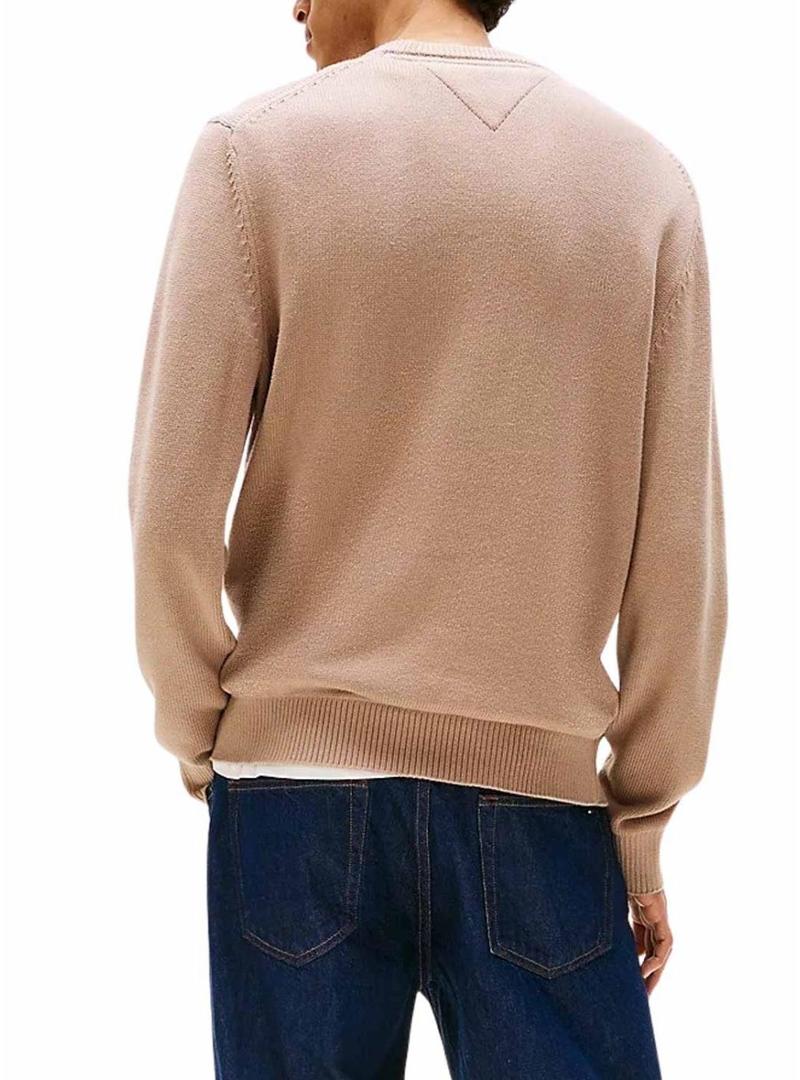 Camisola básica Tommy Jeans bege para homem.