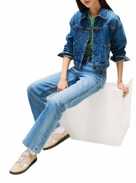 Sapatilhas Tommy Jeans Greenwich bege para mulher.