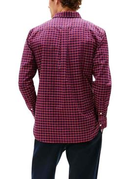 Camisa Tommy Hilfiger xadrez vermelha e azul marinho para homem