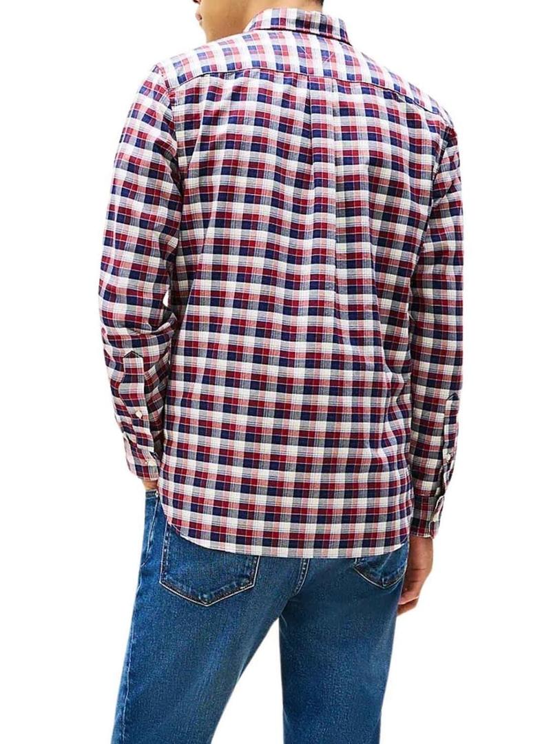 Camisa Tommy Hilfiger Tartan vermelha e azul para homem