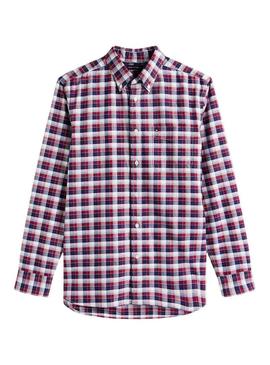 Camisa Tommy Hilfiger Tartan vermelha e azul para homem