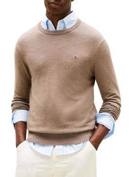 Camisola Tommy Hilfiger Crew Neck bege para homem.