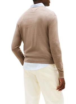 Camisola Tommy Hilfiger Crew Neck bege para homem.