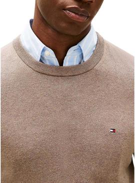 Camisola Tommy Hilfiger Crew Neck bege para homem.