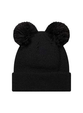 Touca New Era Double Pom preta para mulher.