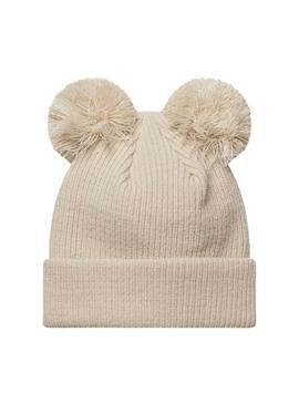 Touca New Era Double Pom bege para mulher.