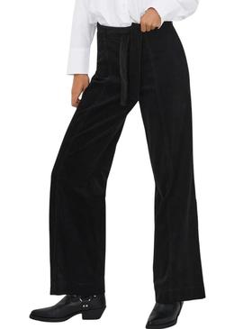 Calça Only Madison de veludo cotelê preta para mulher.