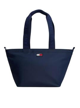 Bolsa Tommy Jeans Mini Tote azul marinho para mulher.