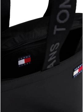 Bolsa Tommy Jeans Mini Tote preta para mulher.