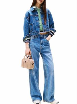 Bolsa Tommy Jeans Daily Crossover bege para mulher.