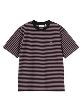 Camiseta Carhartt Verner listras rosa e preto para mulher.