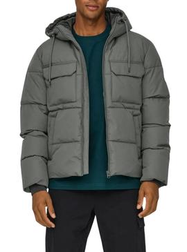 Jaqueta almofadada Only and Sons Selijah verde para homem.