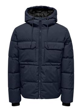 Jaqueta acolchoada Only and Sons Selijah preta para homem.