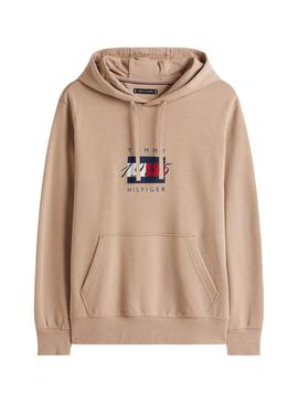 Moletom Tommy Hilfiger Linear bege para homens.