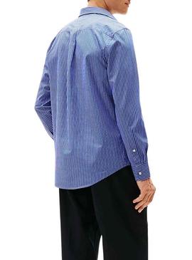 Camisa Tommy Hilfiger Hairline azul para homem.