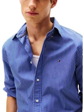 Camisa Tommy Hilfiger Hairline azul para homem.