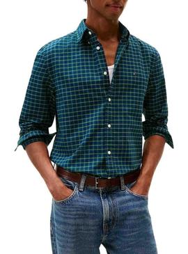Camisa Tommy Hilfiger Oxford tartan verde para homem.