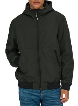 Jaqueta Only and Sons Bowie preta para homem.