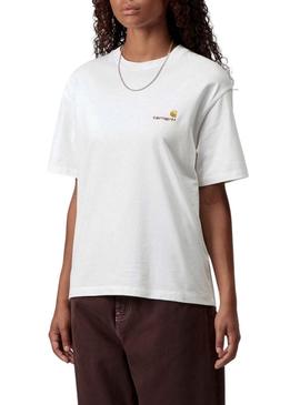 Camiseta Carhartt American Script branca para mulher.