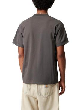 Camisa Carhartt Script cinza para homem.