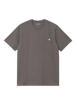Camisa Carhartt Script cinza para homem.