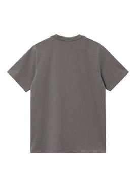 Camisa Carhartt Script cinza para homem.