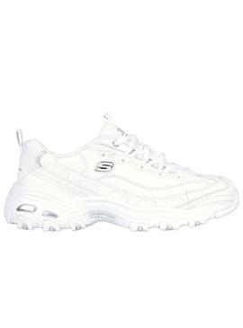 Tênis Skechers D Lites branco para mulher.