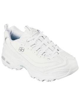 Tênis Skechers D Lites branco para mulher.