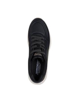 Tênis Skechers Arch Bobs preto para mulheres.