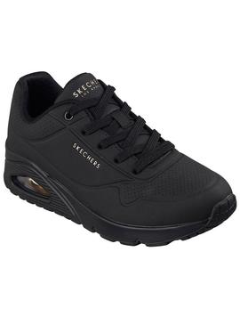Sapatilhas Skechers Uno preto para mulher.