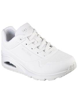Tênis Skechers Uno branco para mulher.
