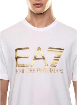 Camiseta Emporio Armani EA7 logo branco para homem.
