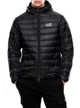 Jaqueta acolchoada preta Emporio Armani EA7 para homem.
