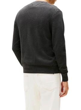 Camisa de malha de caxemira cinza Tommy Hilfiger para homem.