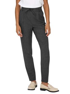 Calças Only Poptrash cinza escuro para mulher.