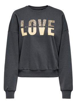 Moletom Only Tammie cinza para mulher.