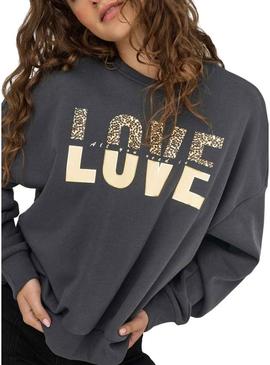 Moletom Only Tammie cinza para mulher.