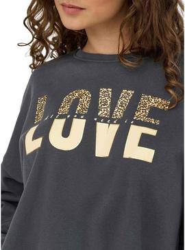 Moletom Only Tammie cinza para mulher.