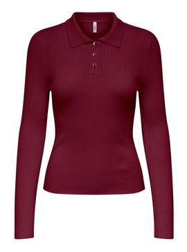 Camisa jersey Only Mila polo granate para mulher.