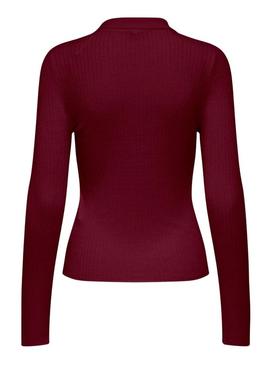 Camisa jersey Only Mila polo granate para mulher.