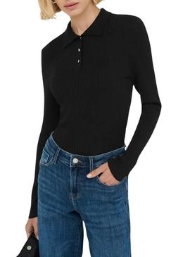 Camisa Only Mila polo preto para mulher.