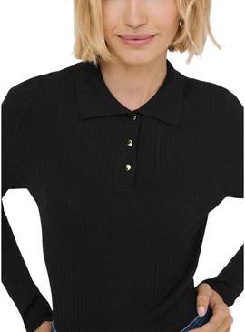 Camisa Only Mila polo preto para mulher.