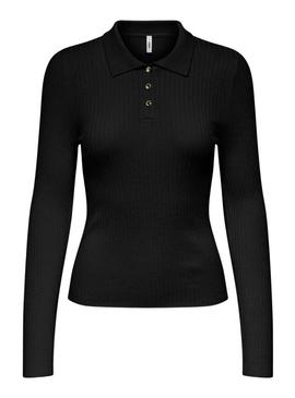 Camisa Only Mila polo preto para mulher.