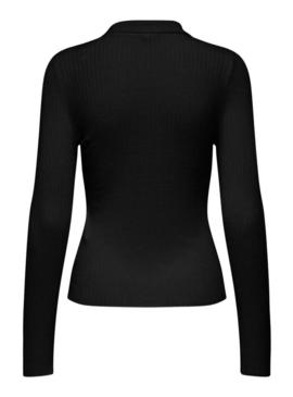 Camisa Only Mila polo preto para mulher.