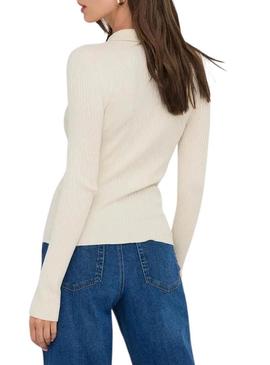 Camisa Only Mila polo bege para mulher.