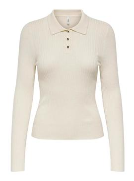 Camisa Only Mila polo bege para mulher.