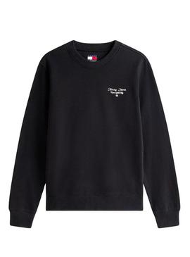 Moletom Tommy Jeans Ess Logo preto para mulher.