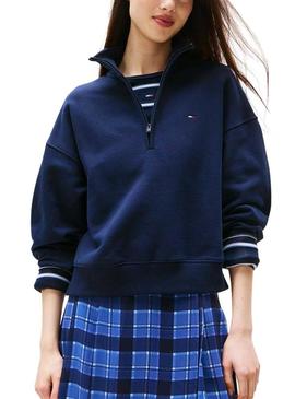 Moletom Tommy Jeans Boxy azul para mulher.