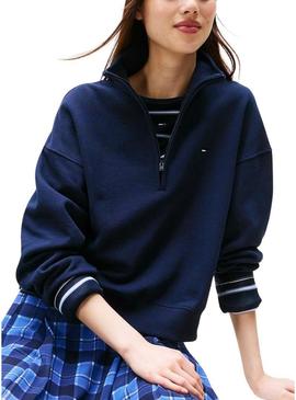 Moletom Tommy Jeans Boxy azul para mulher.