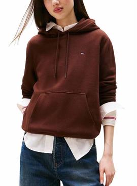 Moletom com capuz Tommy Jeans marrom para mulher